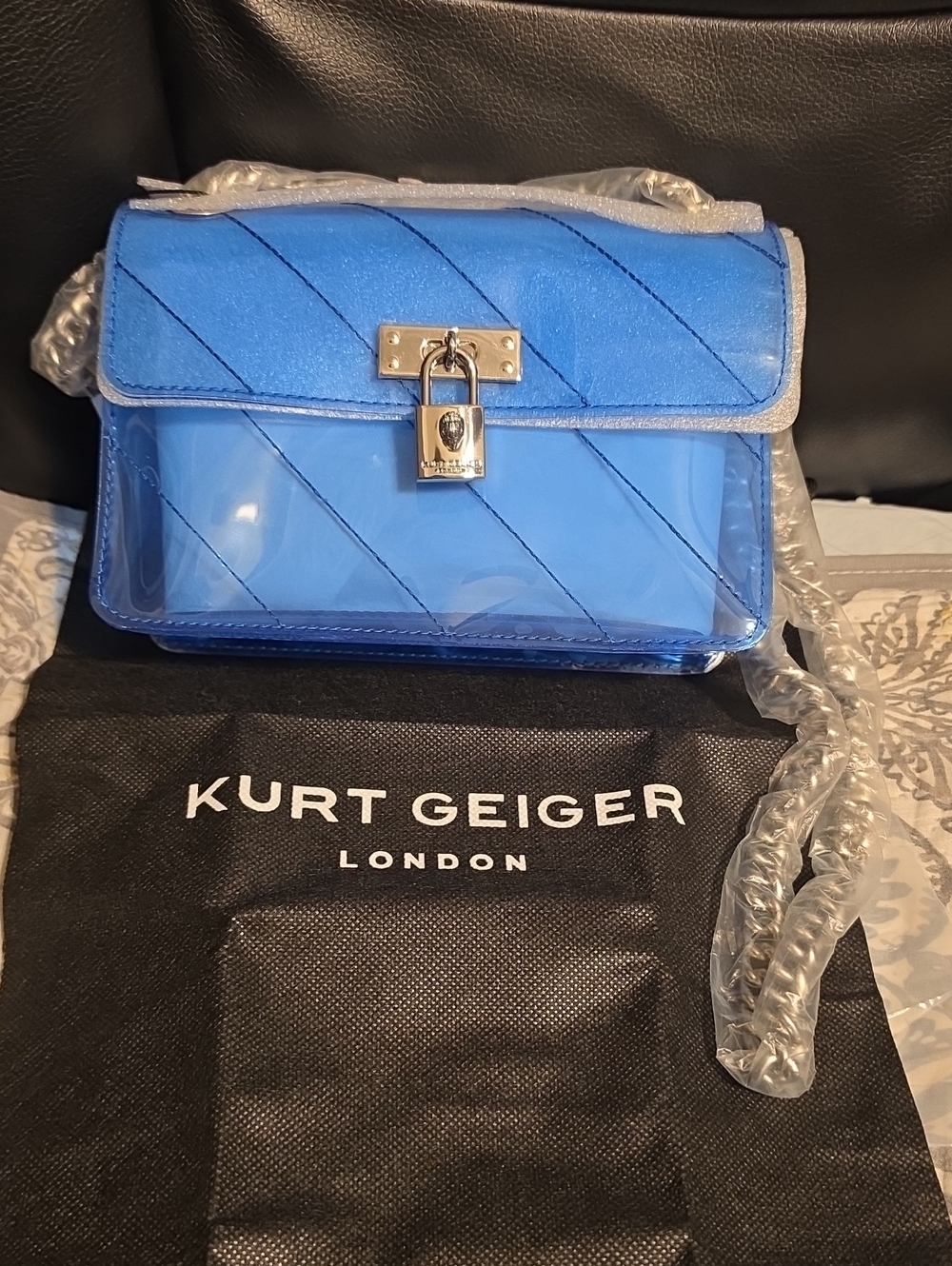 Kurt Geiger Blue Clear Jelly Bag - Picture 5 of 5
